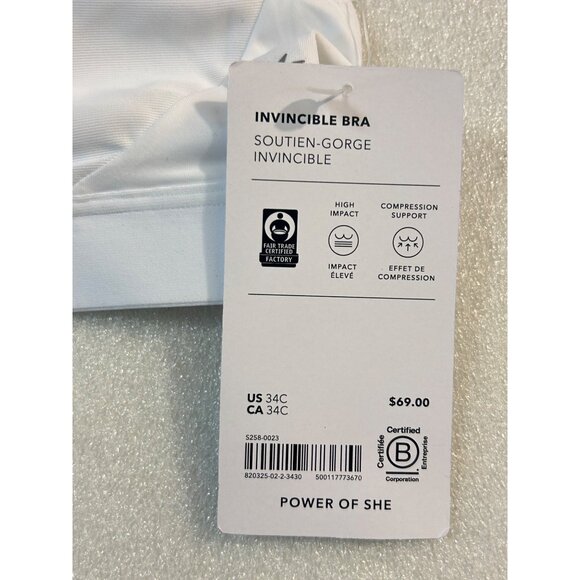 NWT ATHLETA Invincible Bra White Sports Bra 34C - Picture 8 of 8